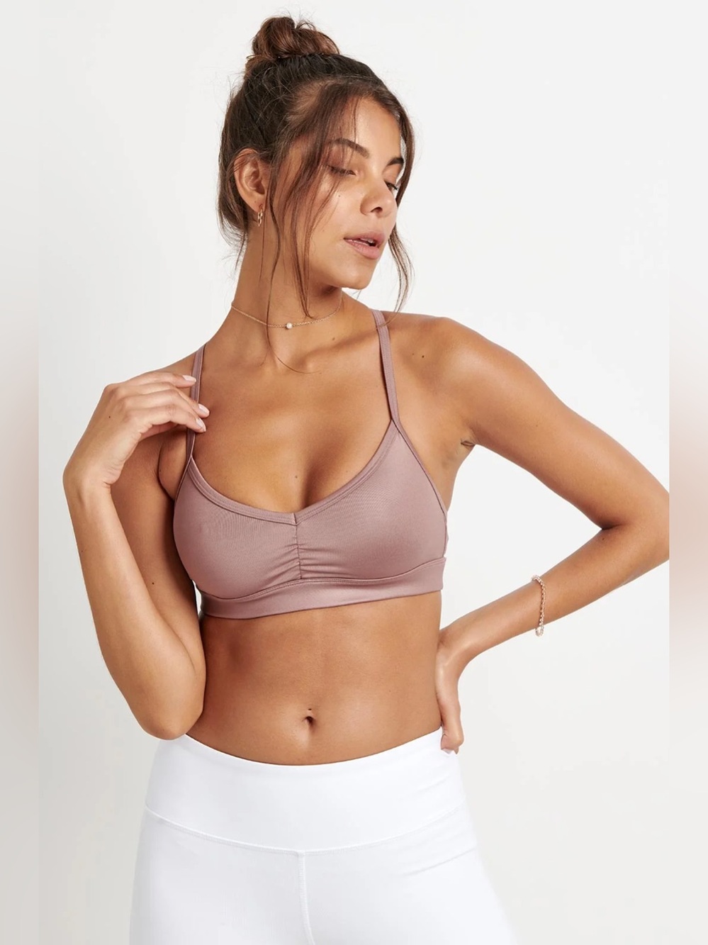 Alo Yoga in Sunny Strappy Bra in Pink Smoky Quartz *Light Support S